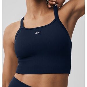 alo Seamless Ribbed Favorite Bra Tank - Navy size M